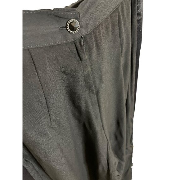 Vintage 90s Aziz Collection Black Pleated Tuxedo Satin Trim Pants Sz 6 - Picture 4 of 11